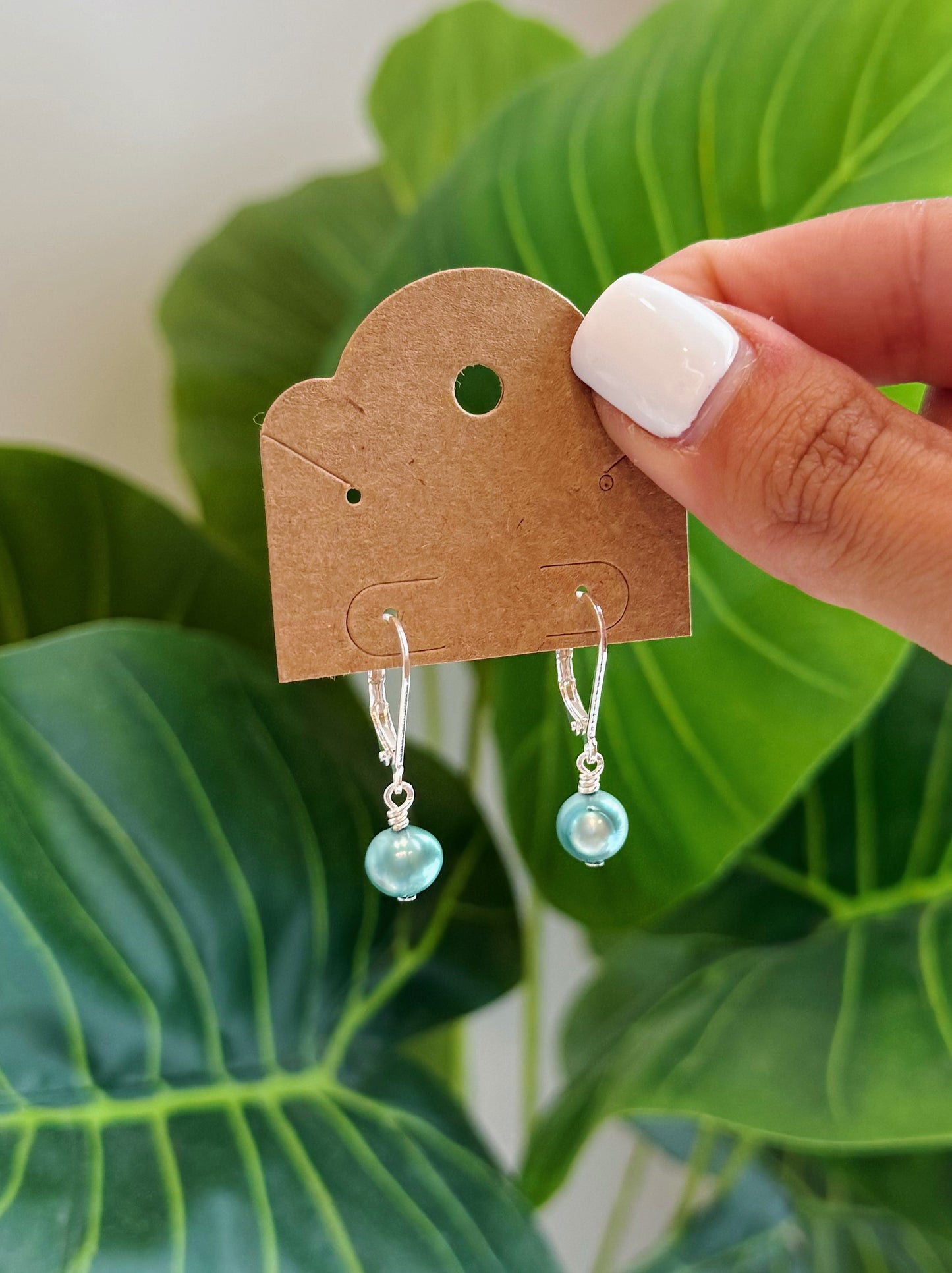Silver Teal Baroque Pearl Earrings