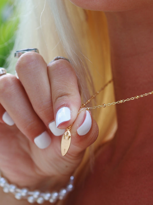 Gold Filled Surfboard Charm Necklace