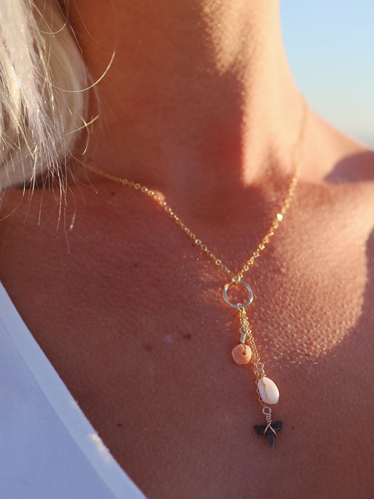 Gold Filled Ocean Triple Drop Necklace