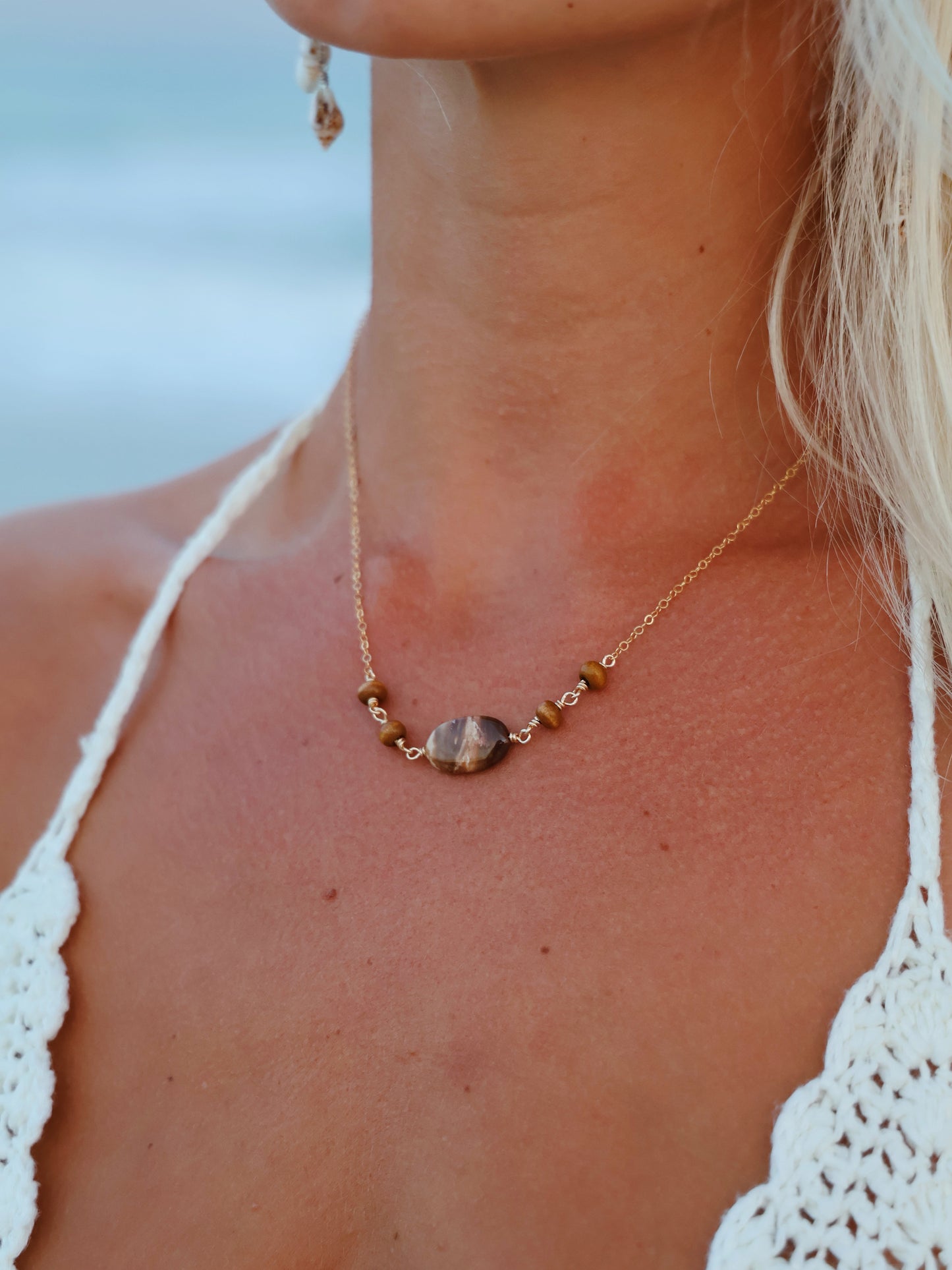 Gold Filled Petrified Wood Necklace (OPTION 2)