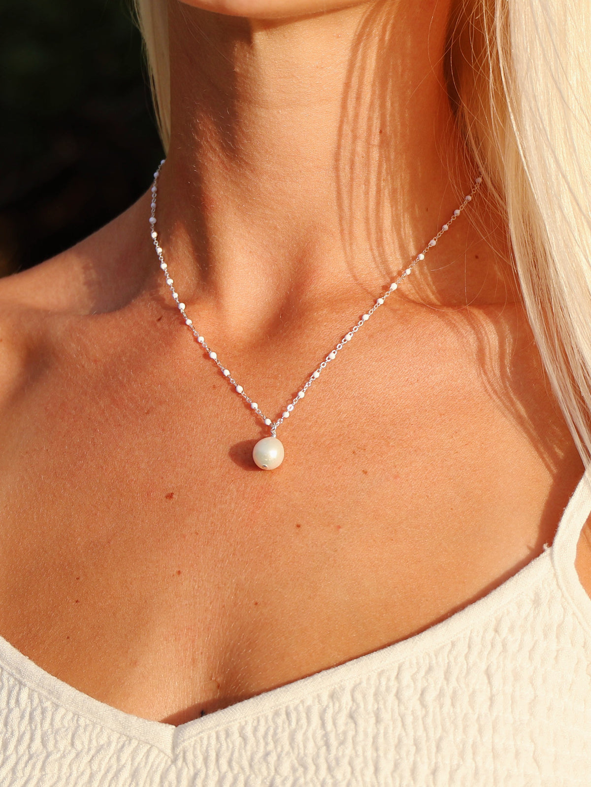 Sterling Silver Single Pearl Necklace
