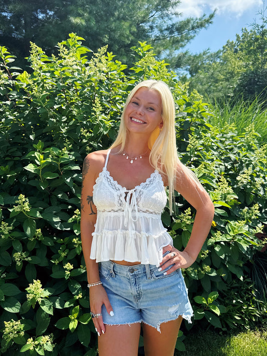 Lace Ruffle Babydoll Tank