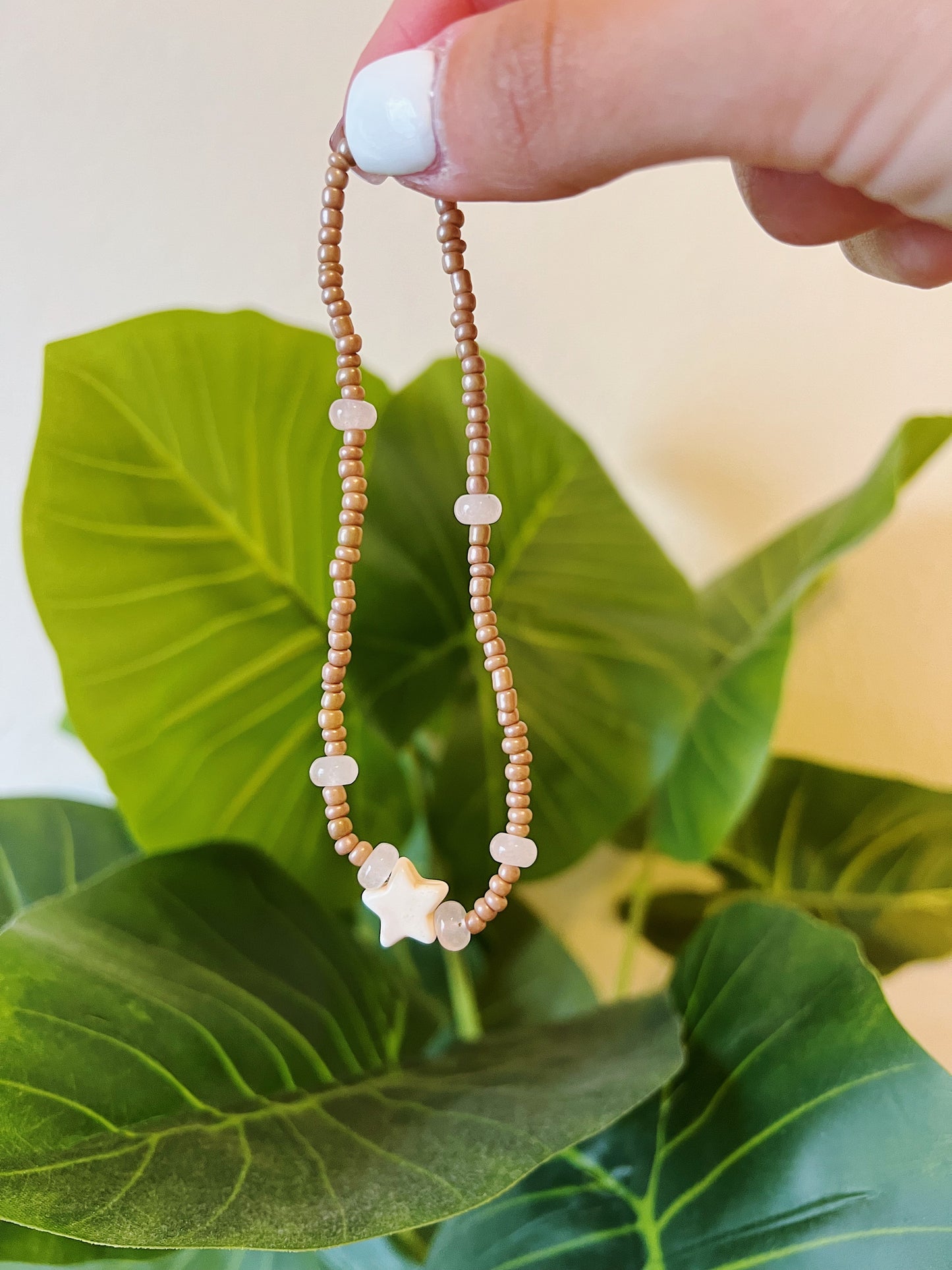 Rose Quartz & Howlite Star Anklet