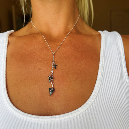 Shark Tooth Silver Drop Necklace