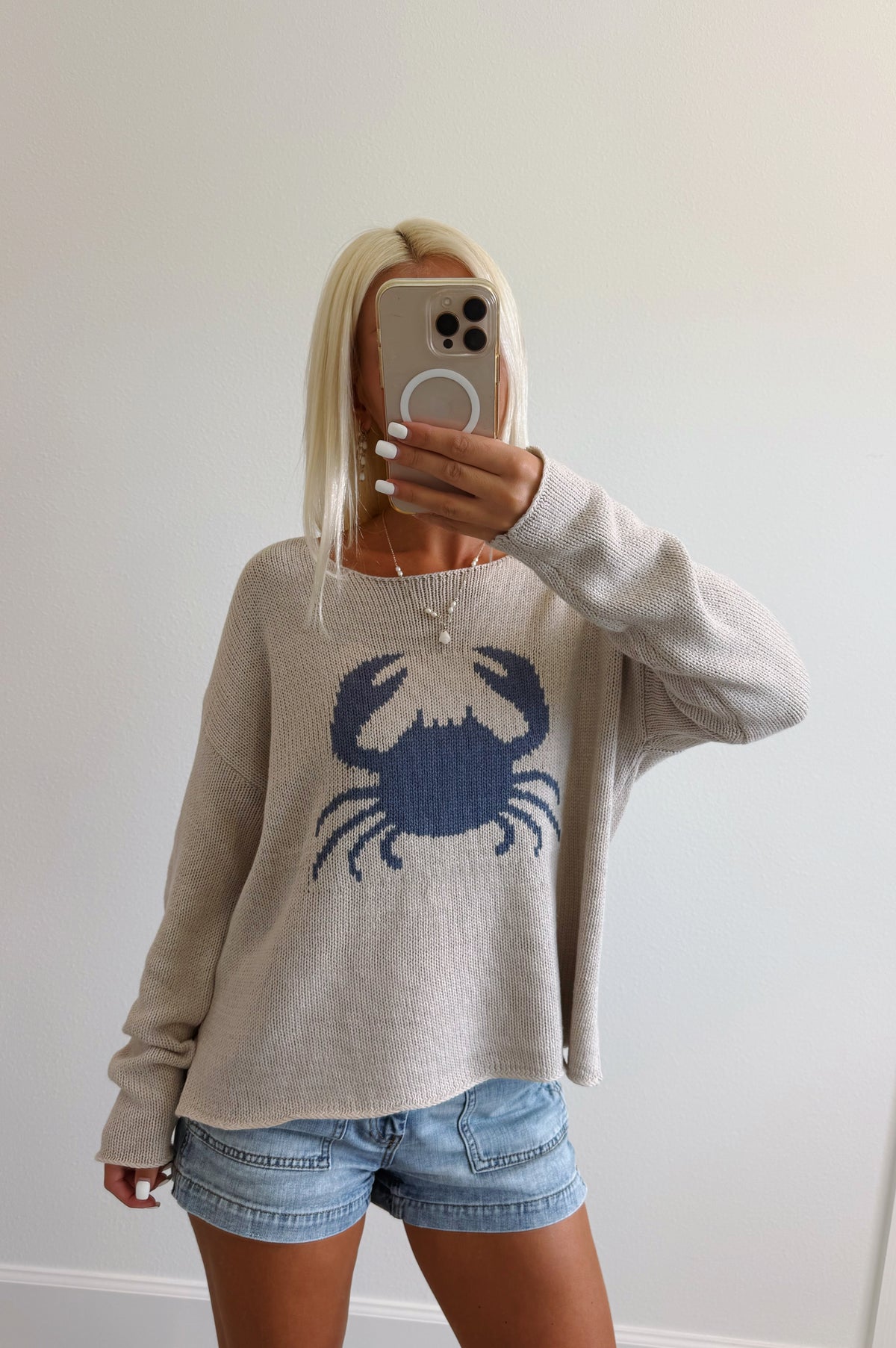 Neutral Crab Lightweight Sweater