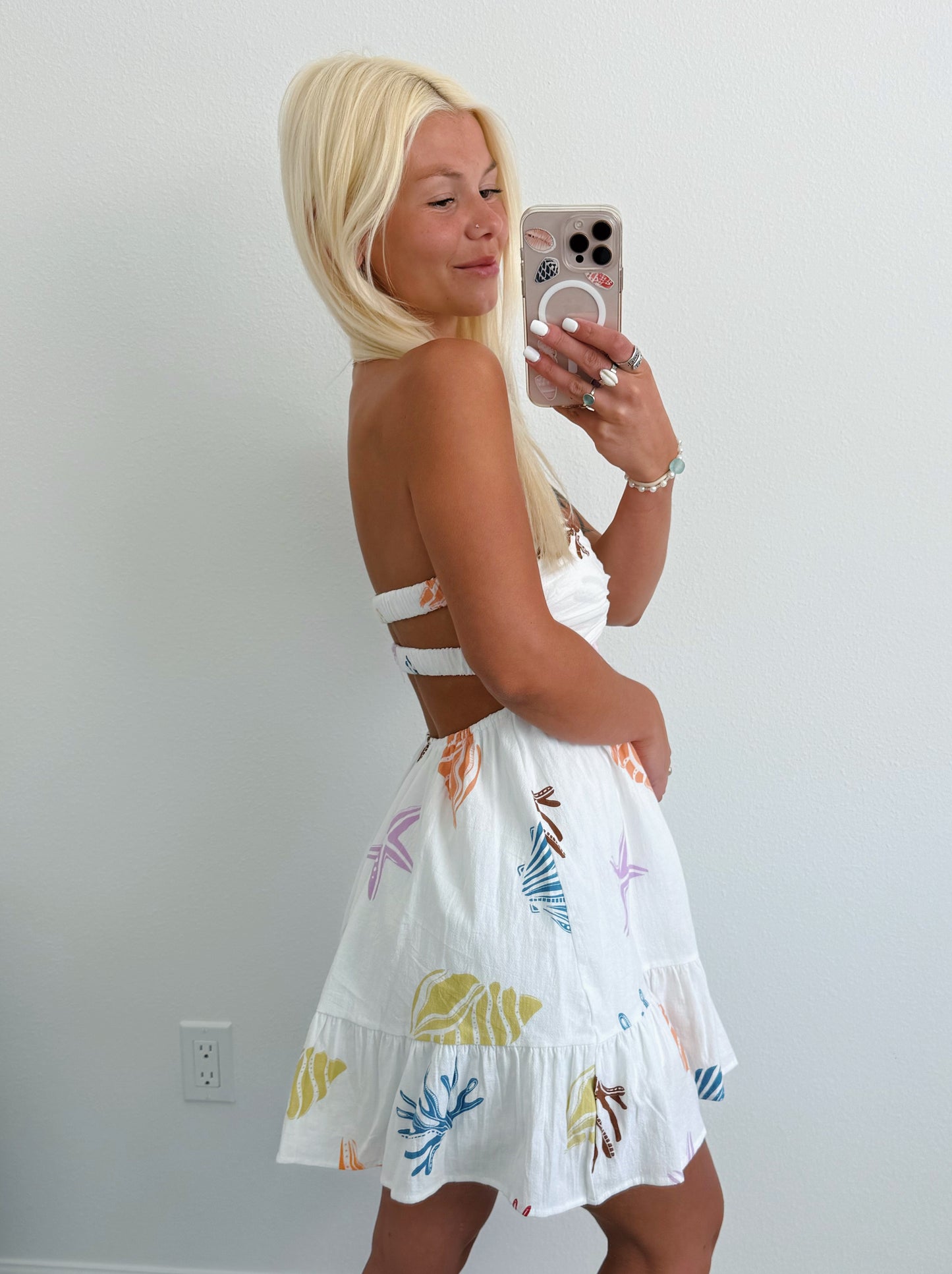 Coral Reef Strapless Twist Romper Dress