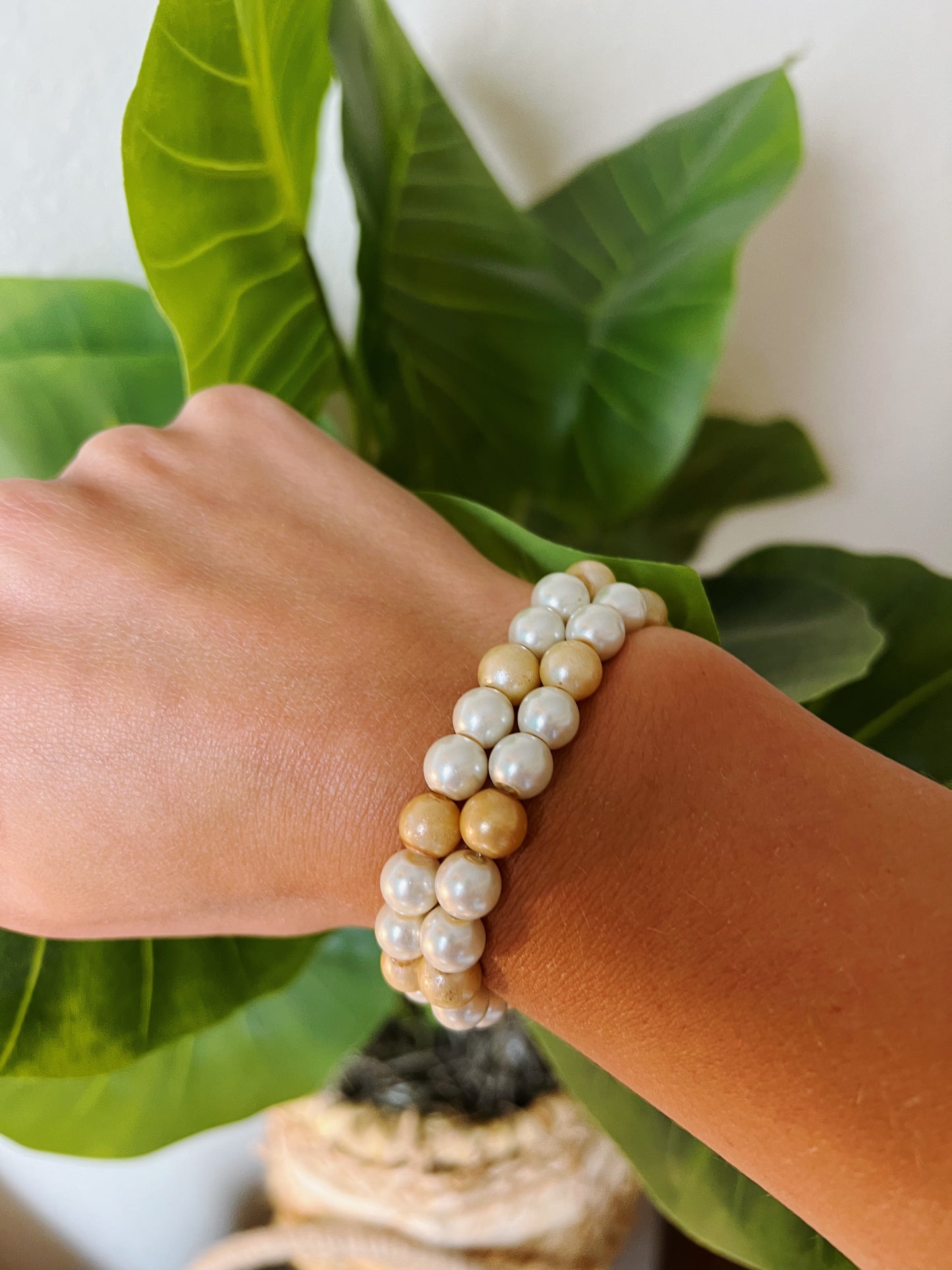 Freshwater & Orange Pearl Bracelet