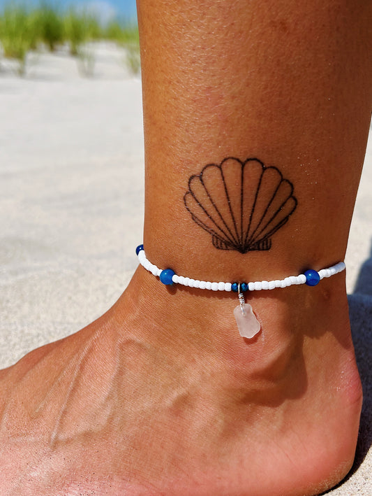 Clear Sea Glass Ocean Anklet