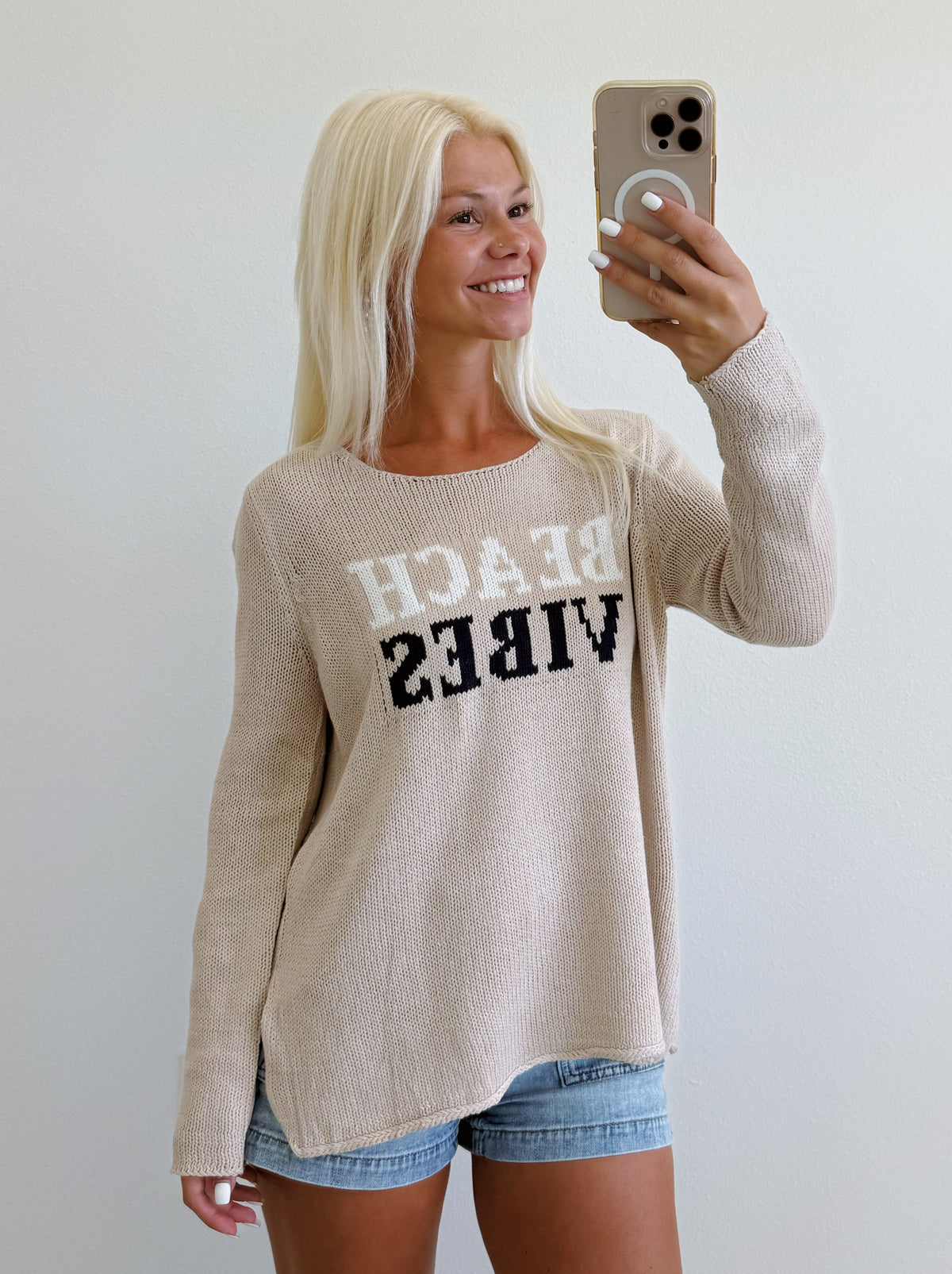 Khaki Lightweight Beach Vibes Sweater