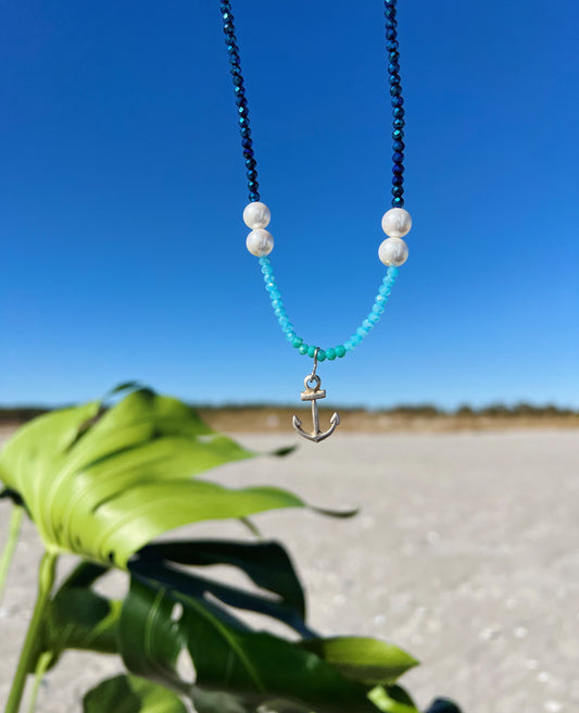 Ocean Pearl Anchor Necklace