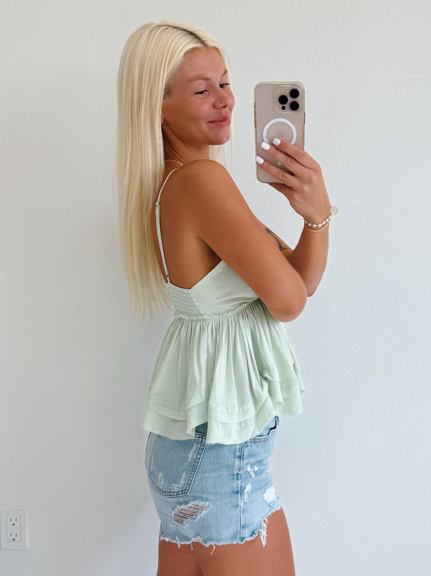 Pistachio Babydoll Tank Top