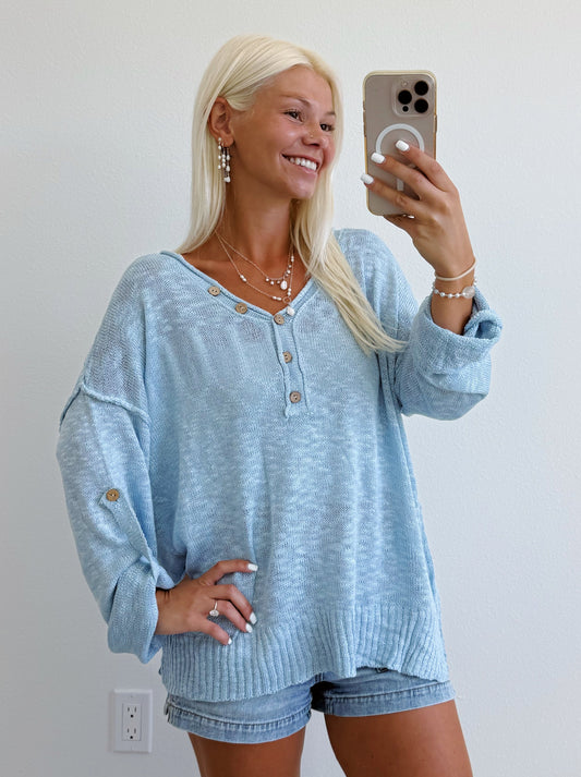 Button Up Lightweight Knit Sweater