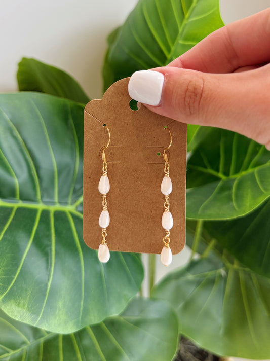 Gold Mother of Pearl Teardrop Earrings