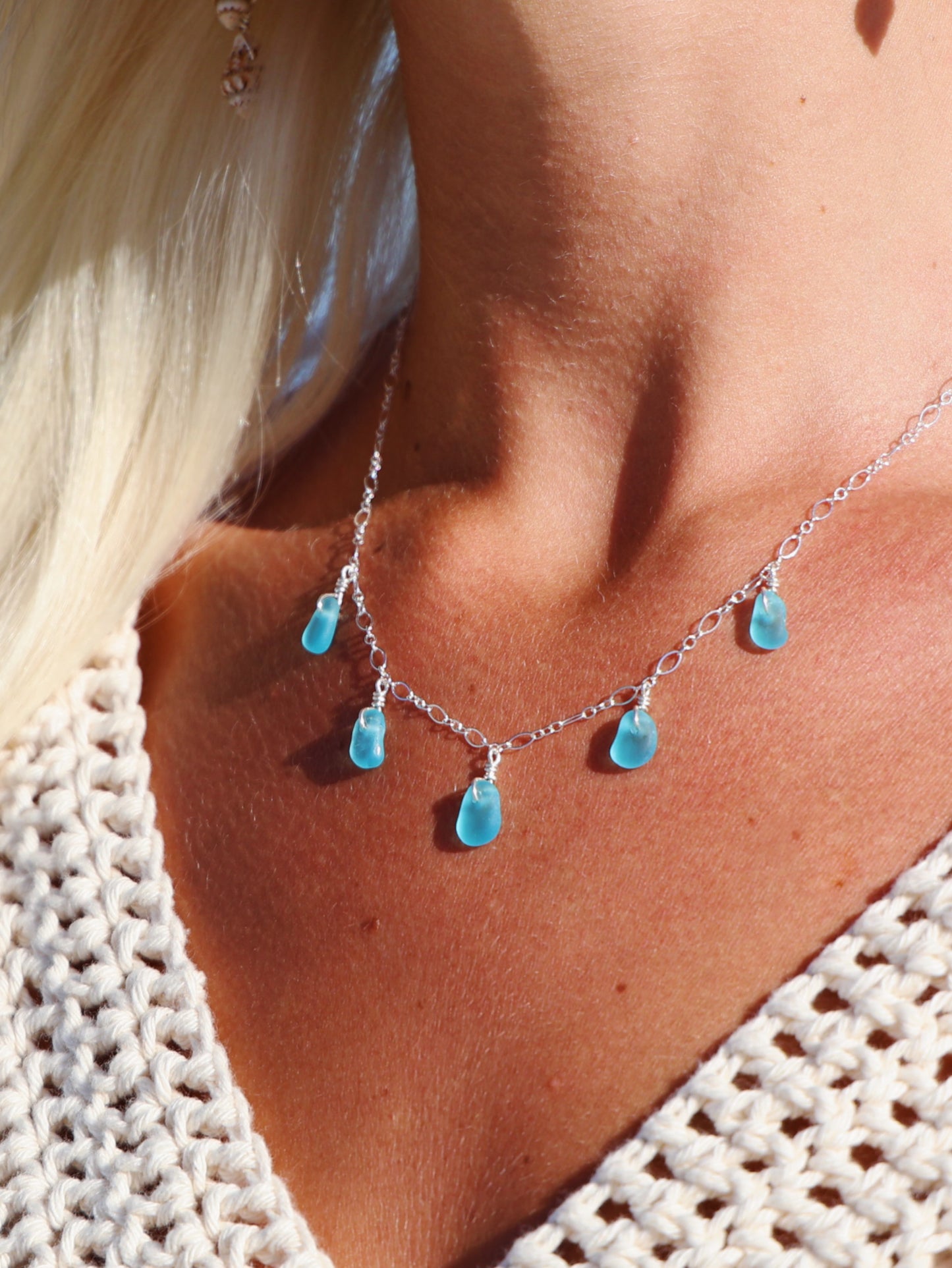 Sterling Silver Turquoise Sea Glass Multi Necklace