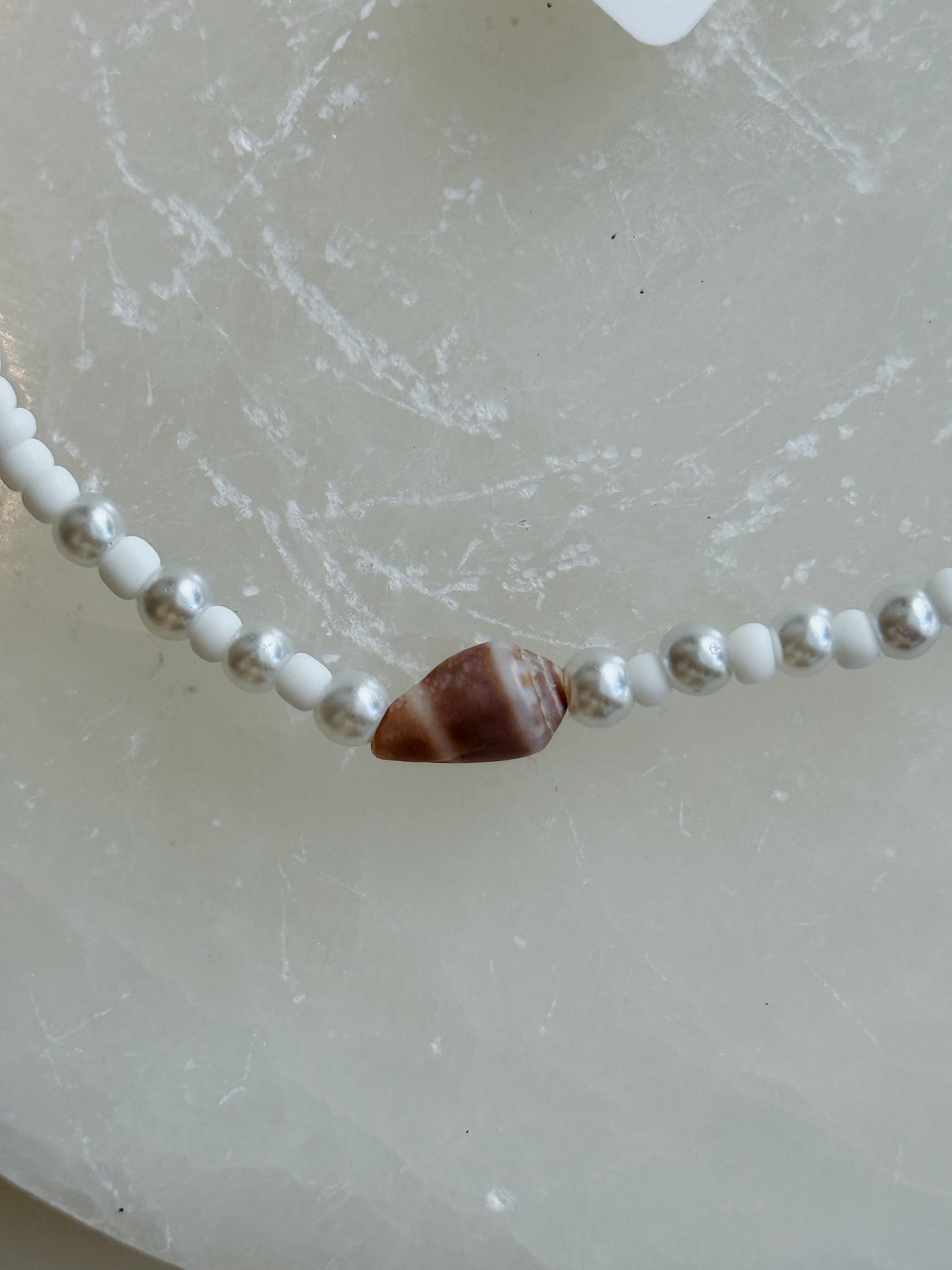 Purple Cone Shell Pearl Beaded Anklet