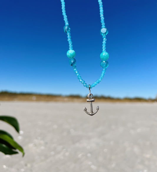 Blue Anchor Necklace