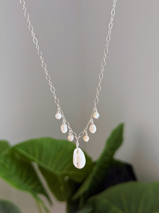 Sterling Silver Fancy Cowrie Shell Necklace