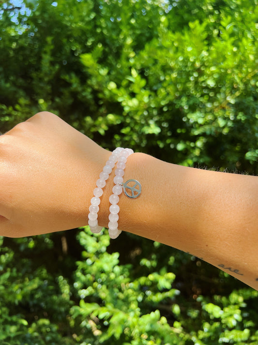 Rose Quartz Bracelet (With or Without Peace Sign)