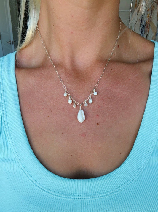 Sterling Silver Fancy Cowrie Shell Necklace