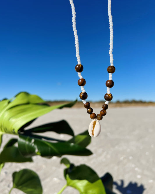 Tigers Eye Cowrie Shell Necklace