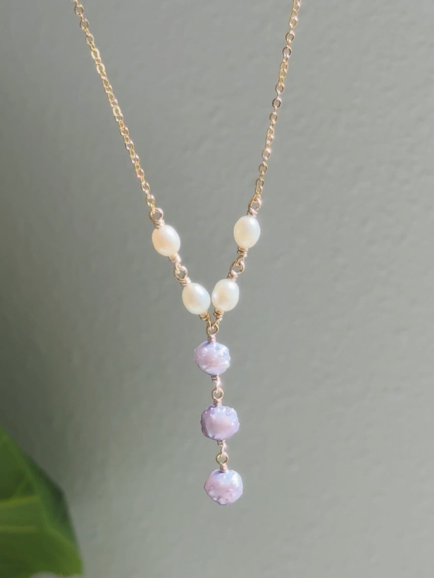 Gold Filled White Baroque & Purple Pearl Wrap Stack Necklace