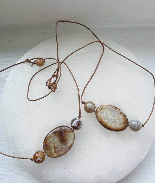 Neutral Agate Cord Necklaces