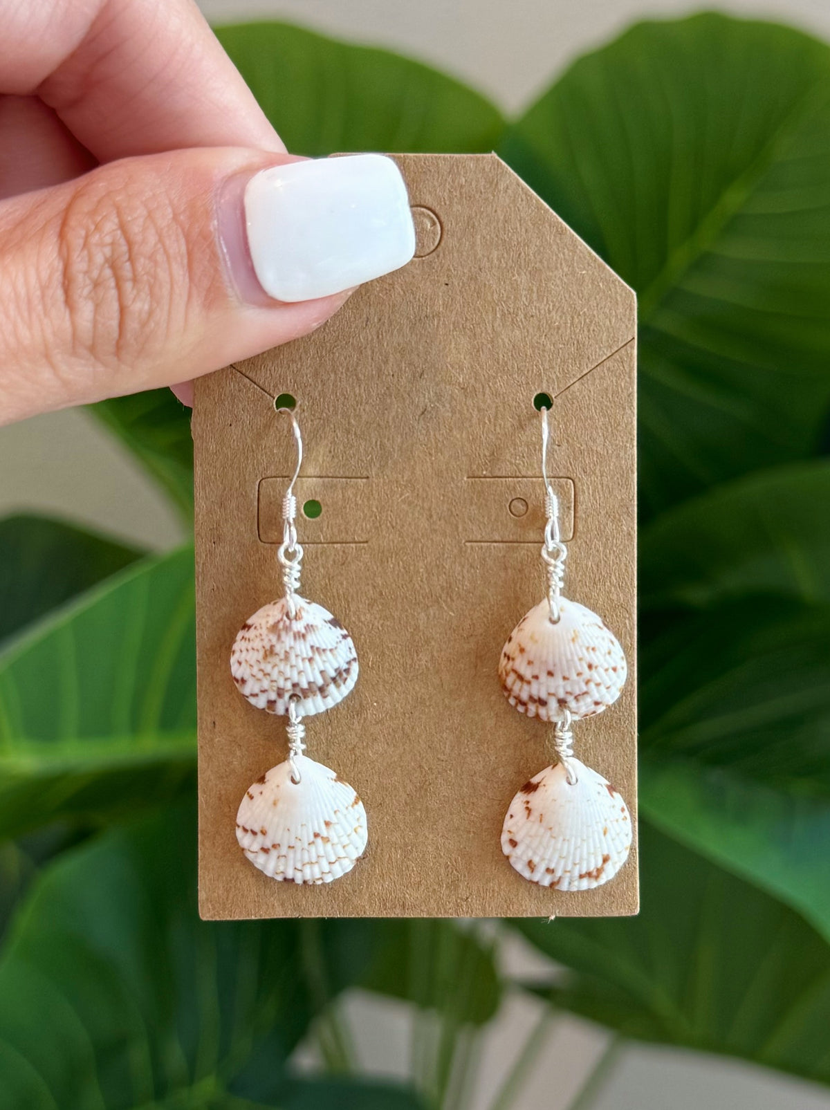 Sterling Silver Stacked Scallop Shell Earrings
