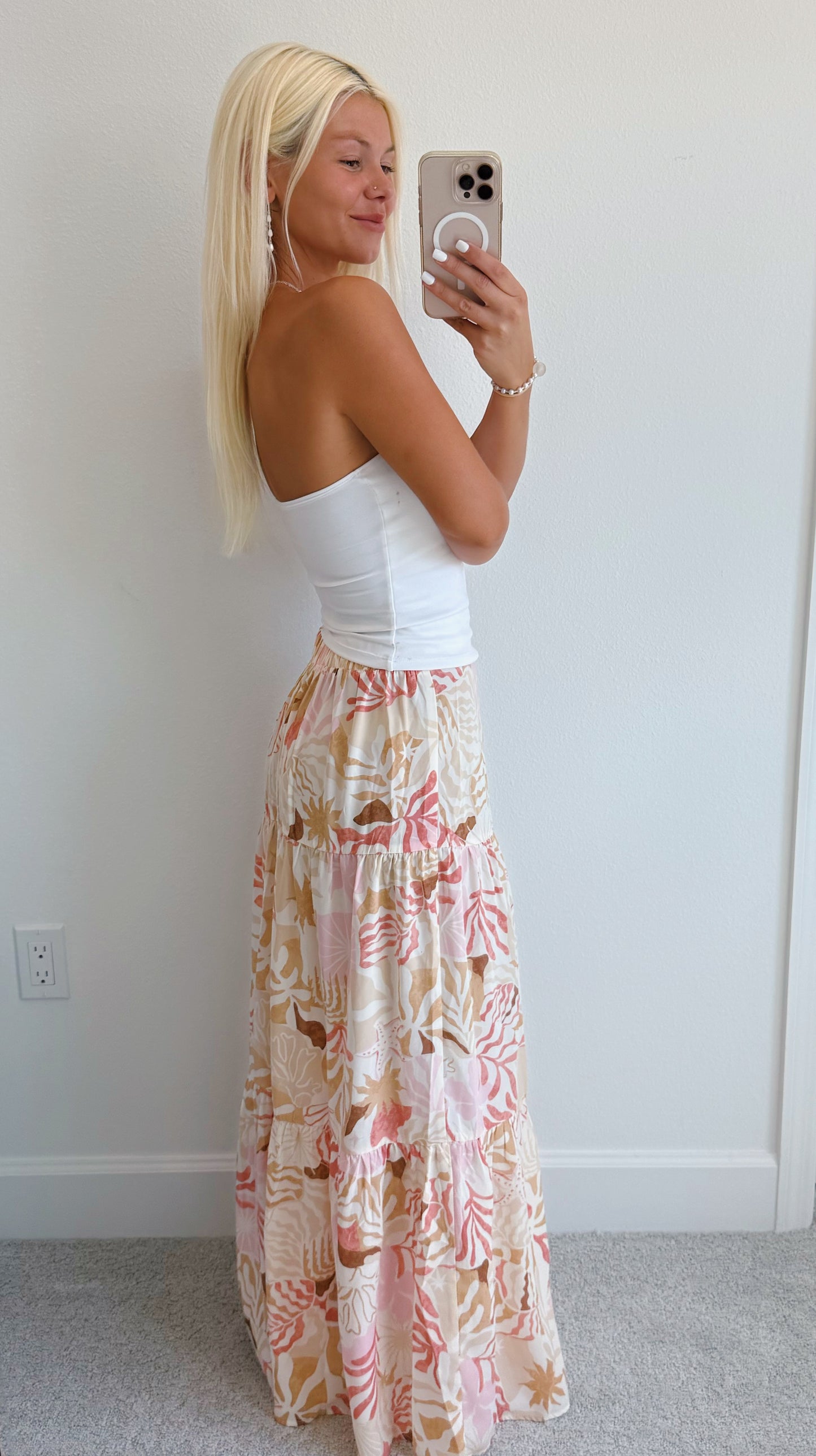 Tropical Print Maxi Skirt