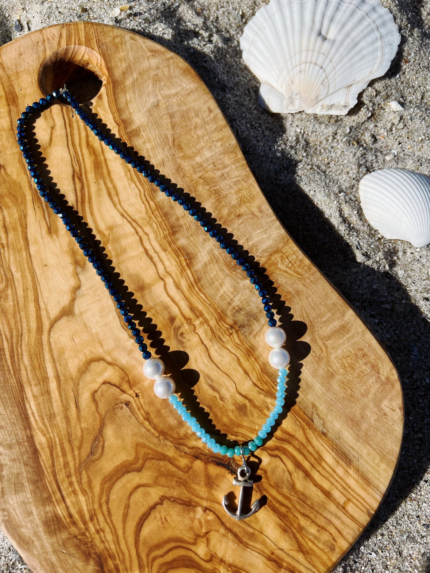 Ocean Pearl Anchor Necklace