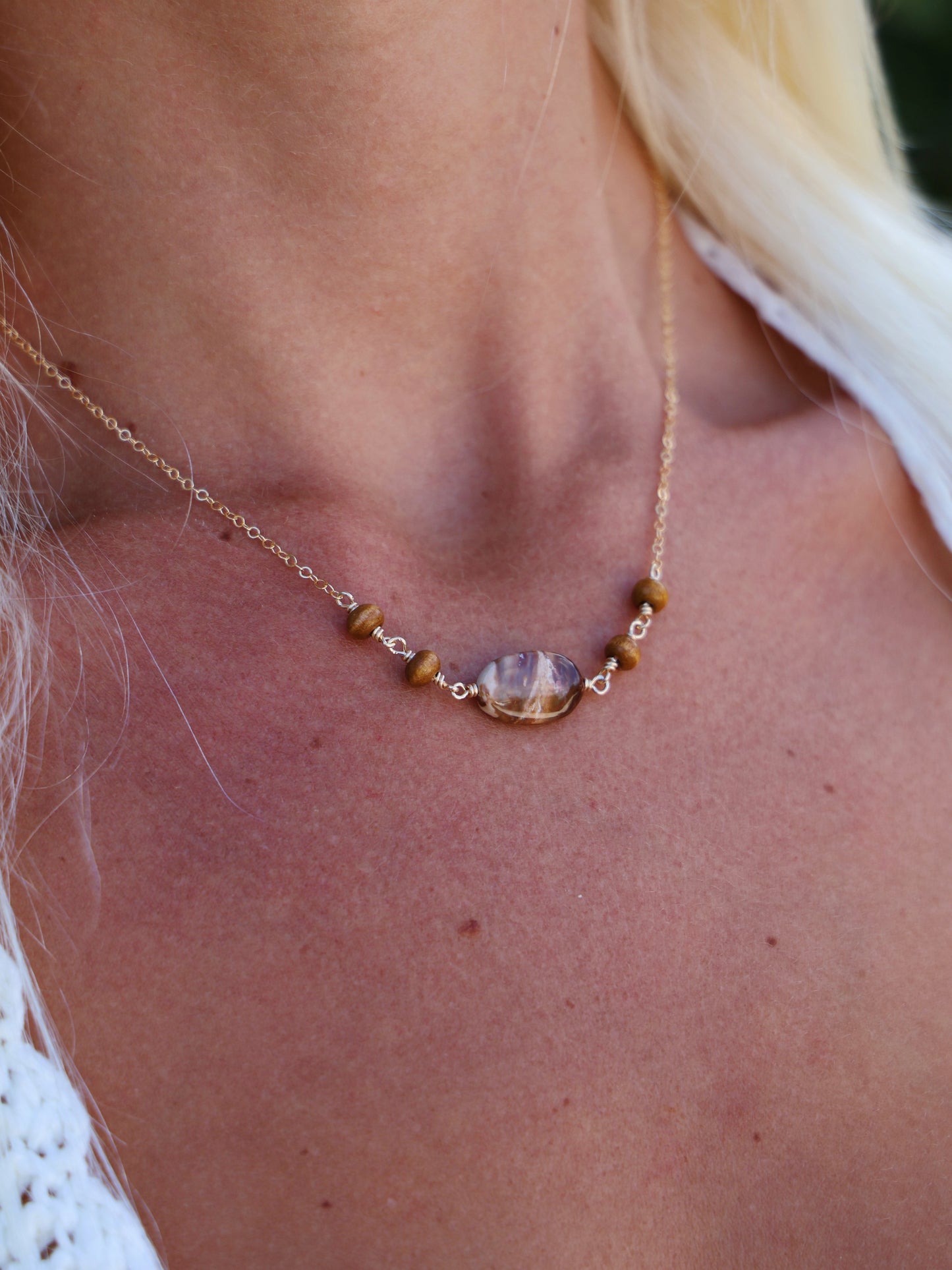 Gold Filled Petrified Wood Necklace (OPTION 2)