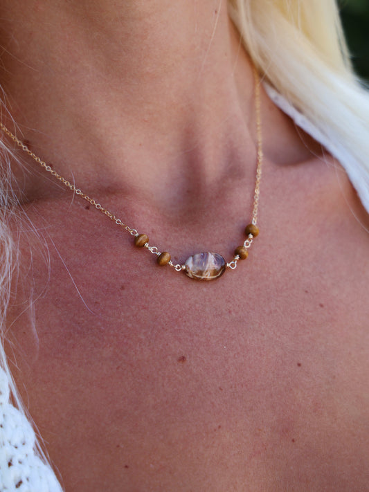 Gold Filled Petrified Wood Necklace (OPTION 2)