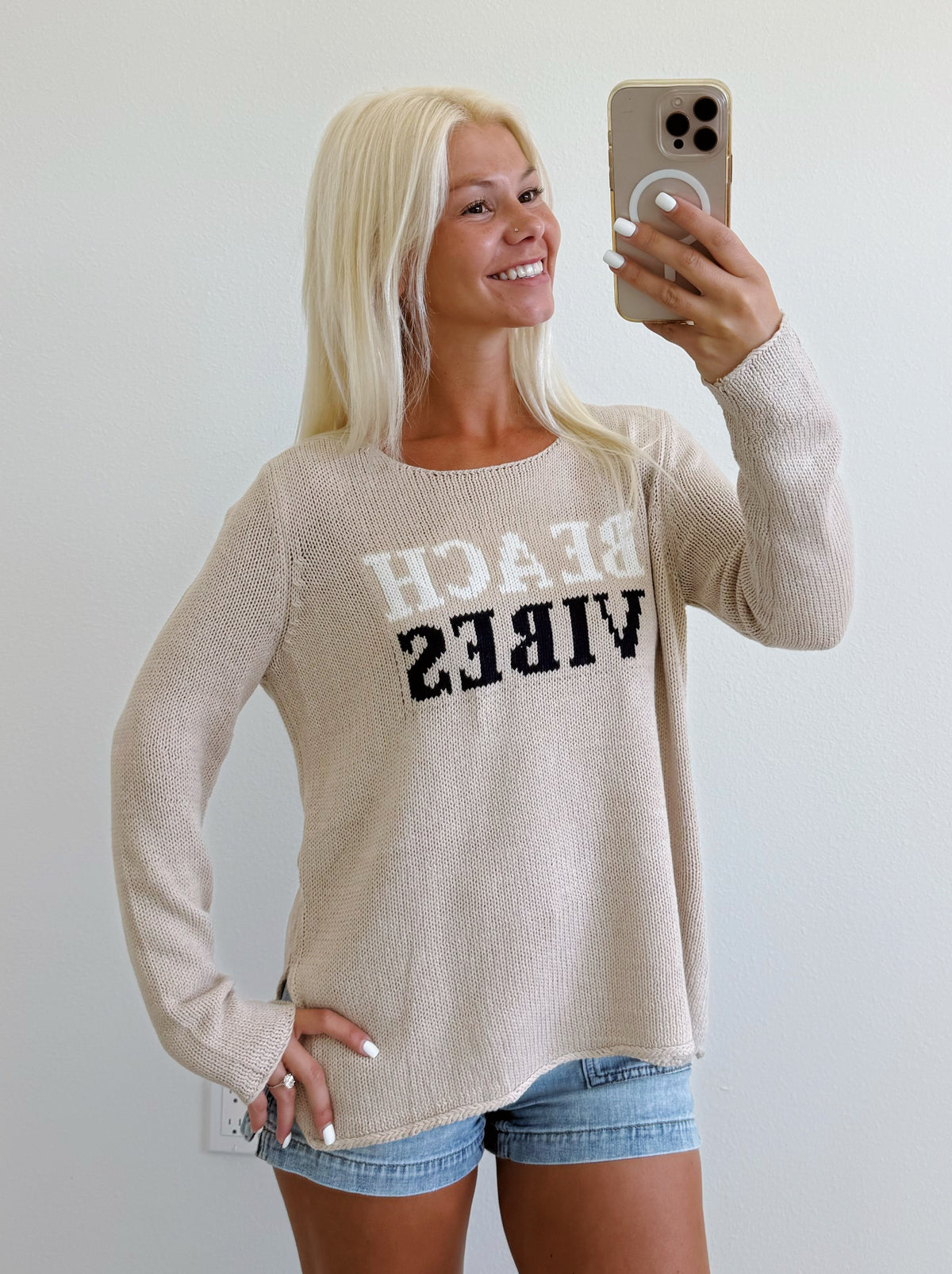 Khaki Lightweight Beach Vibes Sweater
