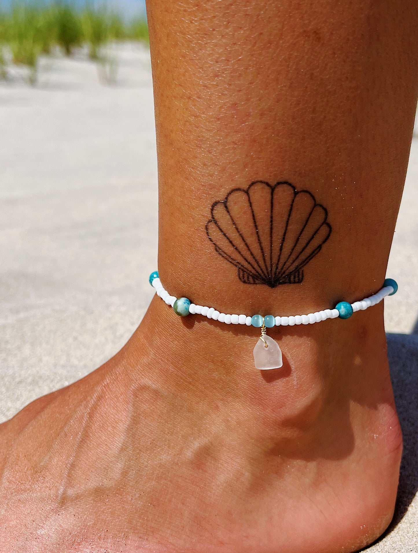 Clear Sea Glass Apatite Anklet