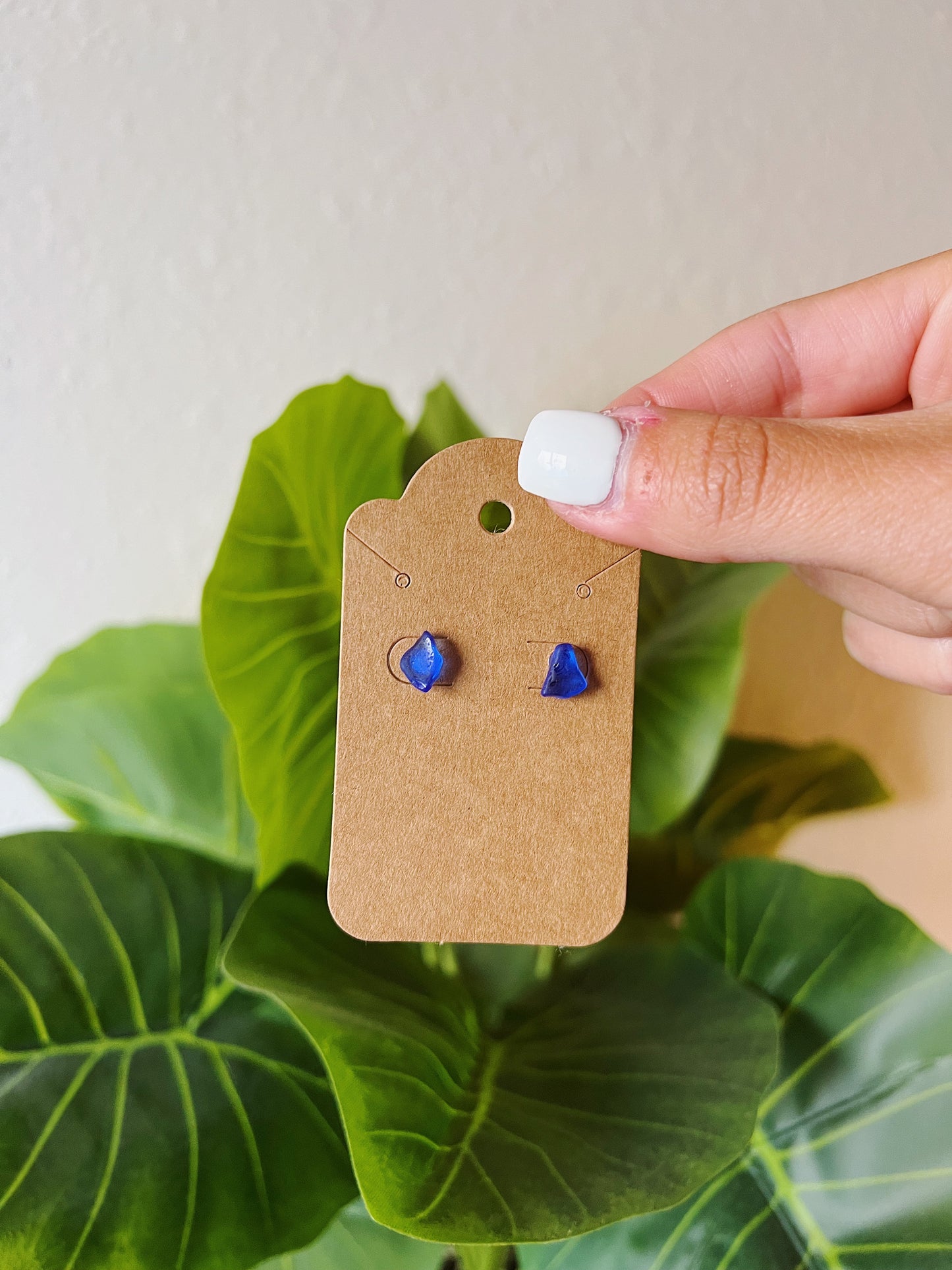 Royal Blue Sea Glass Stud Earrings (2 Options)