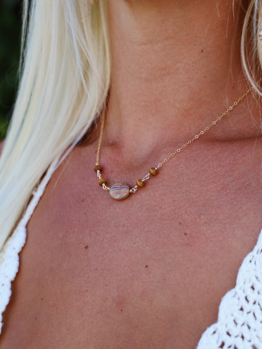 Gold Filled Petrified Wood Necklace (OPTION 3)