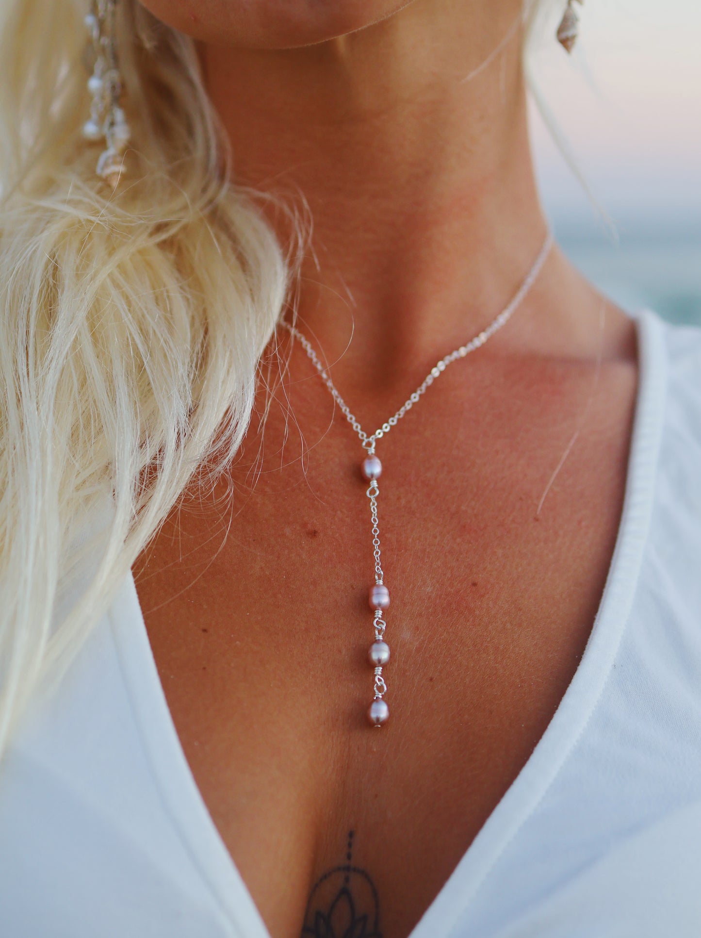 Sterling Silver Ocean Goddess Pearl Necklace