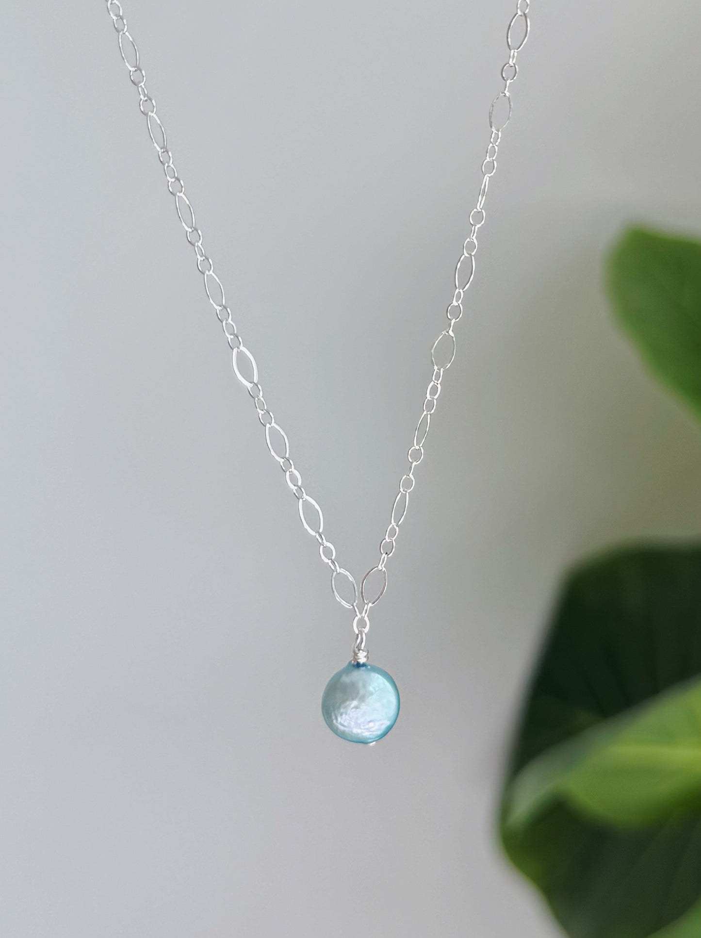 Sterling Silver Fancy Turquoise Coin Pearl Necklace