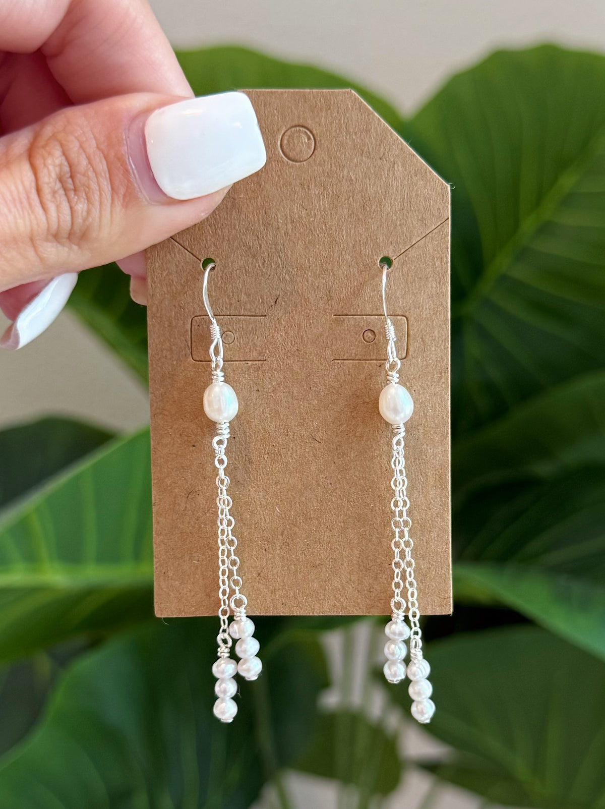 Sterling Silver Pearl Cascade Earrings
