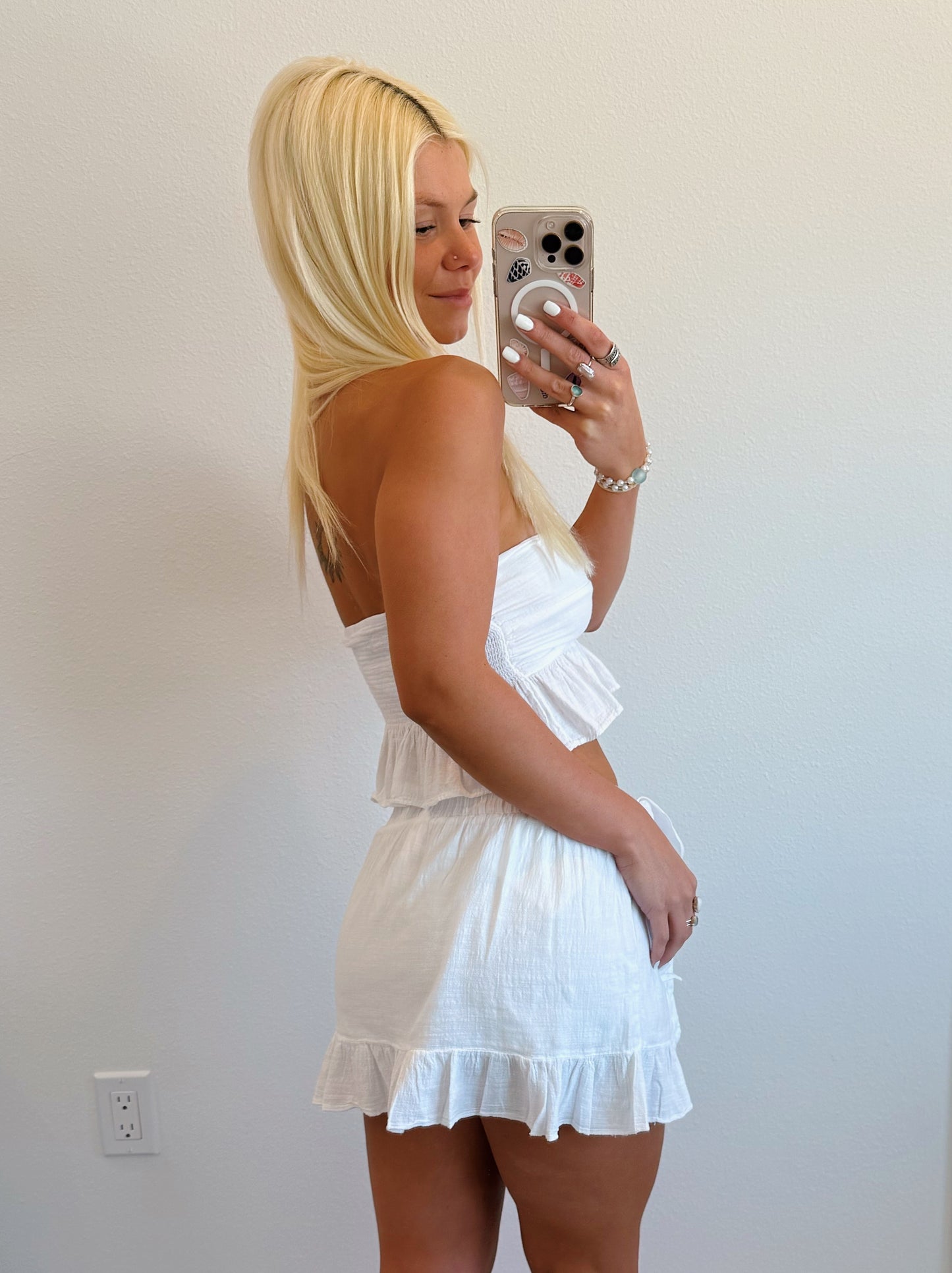 White Tie Wrap Ruffle Skirt
