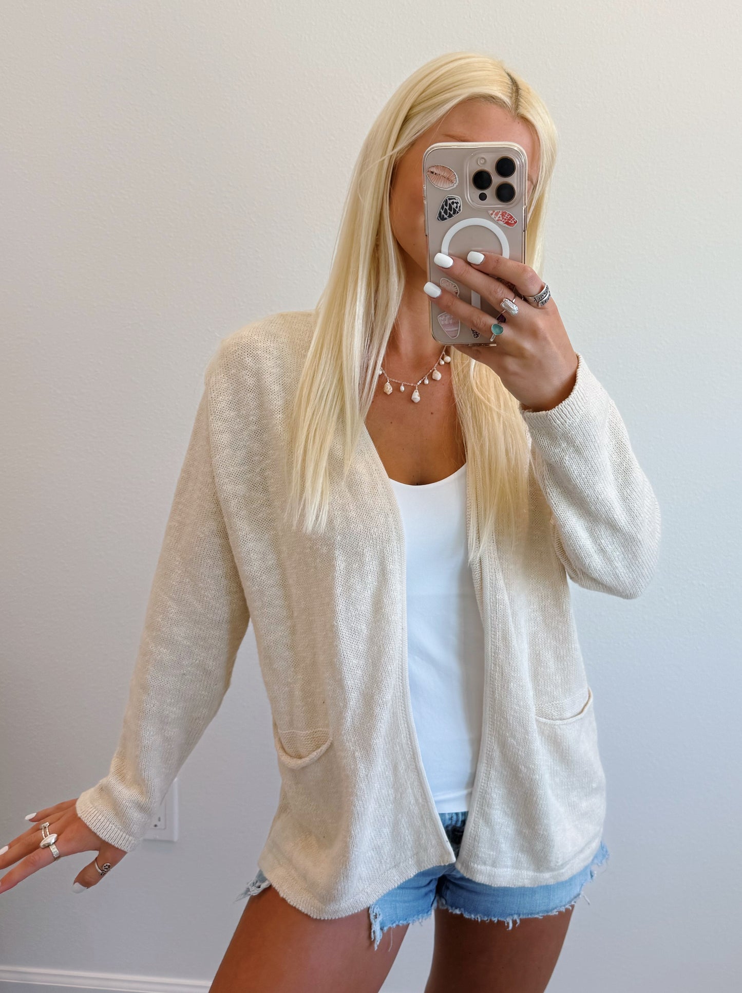 Double Pocket Open Cardigan