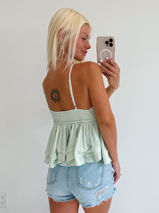 Pistachio Babydoll Tank Top