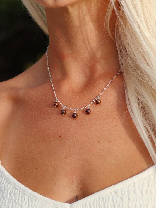 Sterling Silver Brown Pearl Multi Necklace