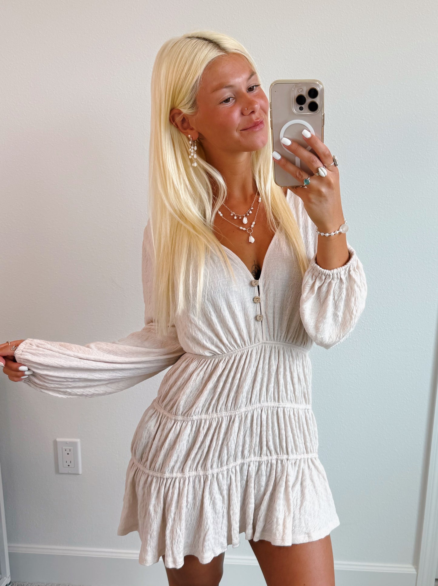 Crinkle Knit Tiered Dress / Cover Up