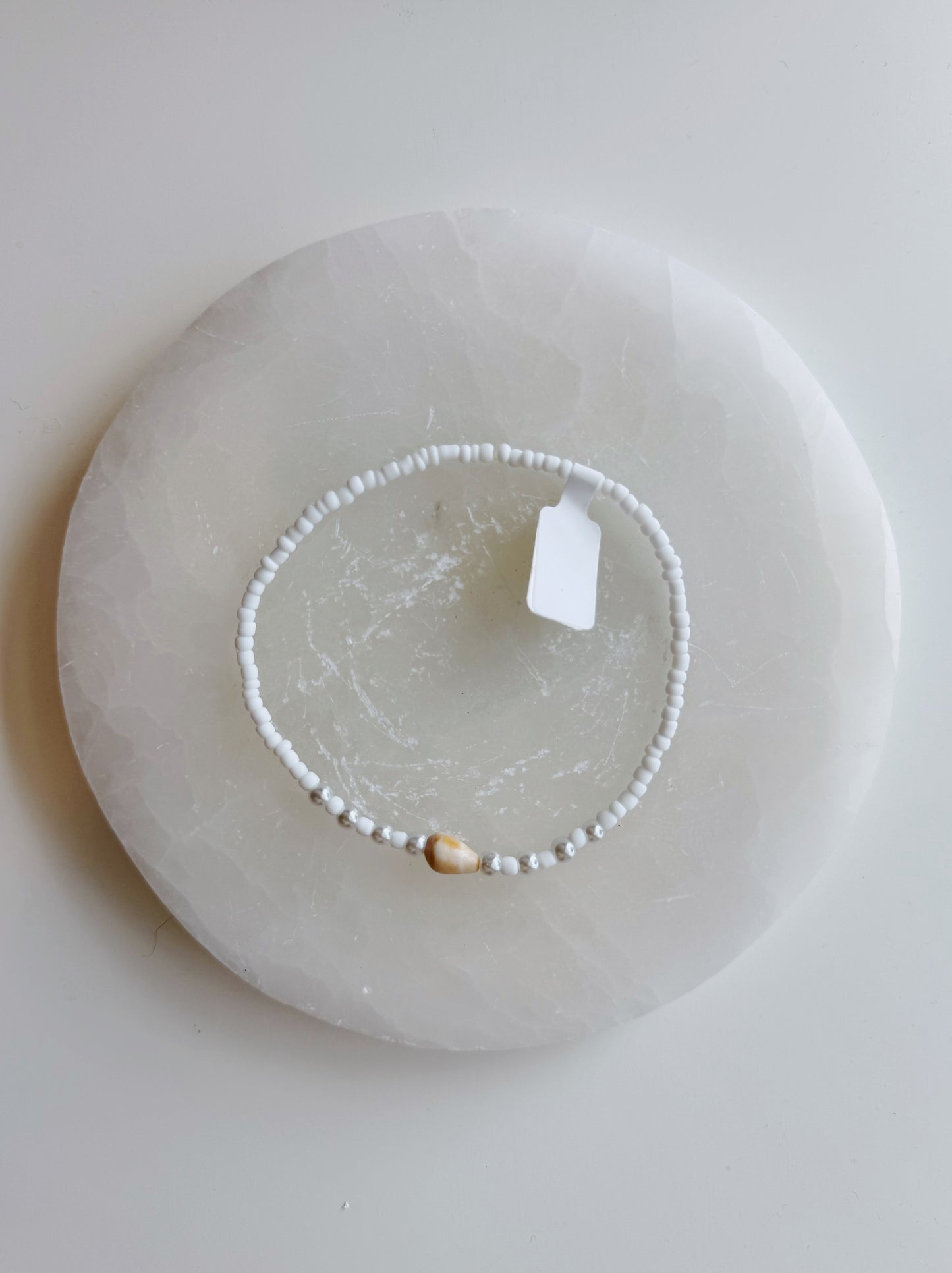 Light Orange Cone Shell Pearl Beaded Anklet