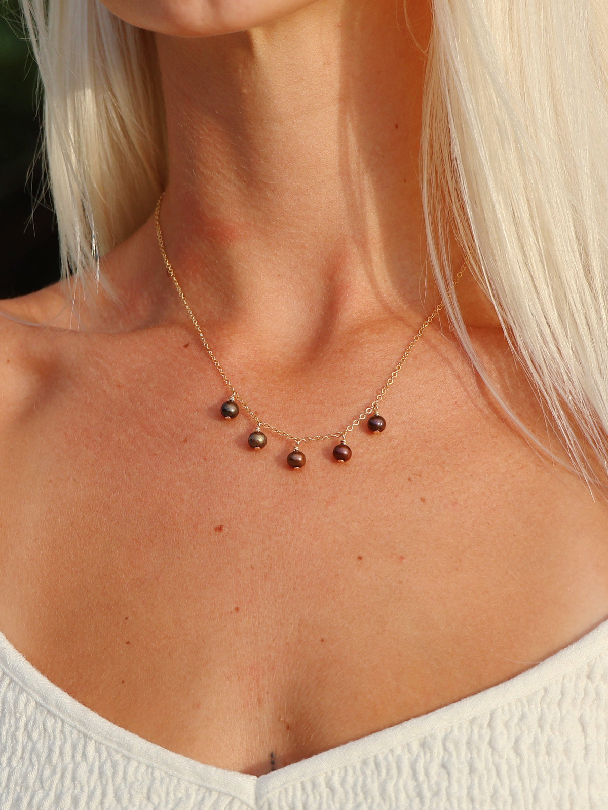 Gold Filled Brown Pearl Multi Necklace