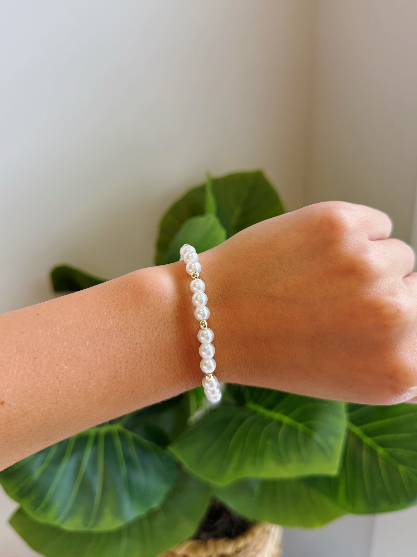 Gold Pearl Beaded Bracelet