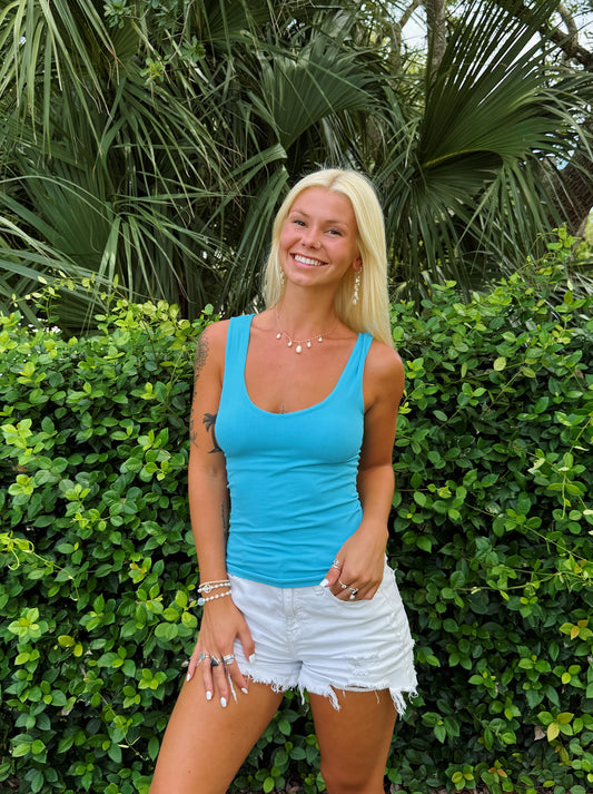 Turquoise Seamless Tank Top