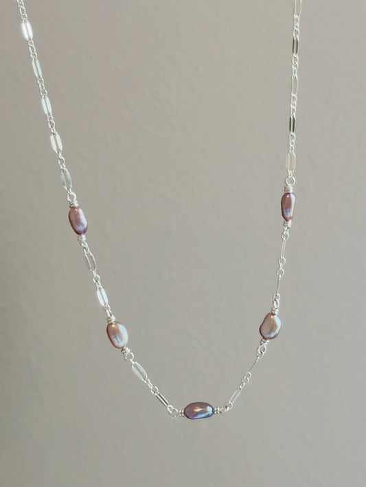Sterling Silver Sparkle Mermaid Pearl Wrapped Chain Necklace