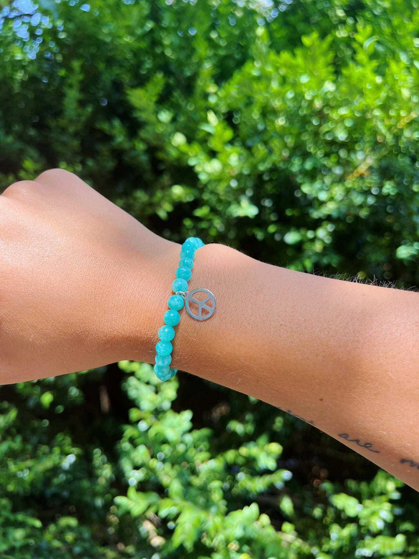 Bright Turquoise Peace Sign Bracelet