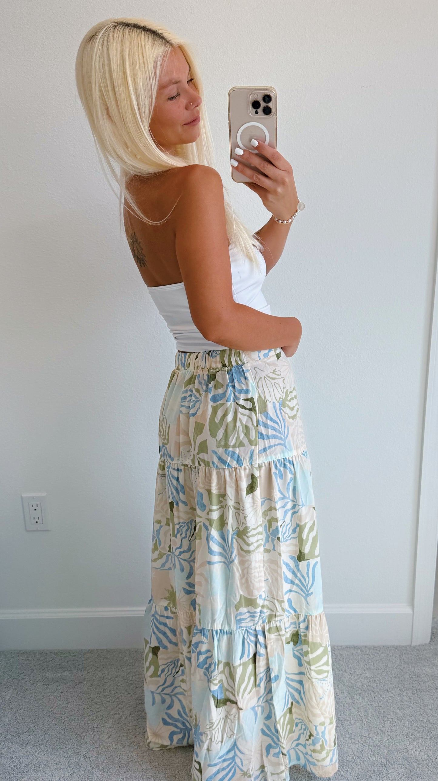 Tropical Print Maxi Skirt